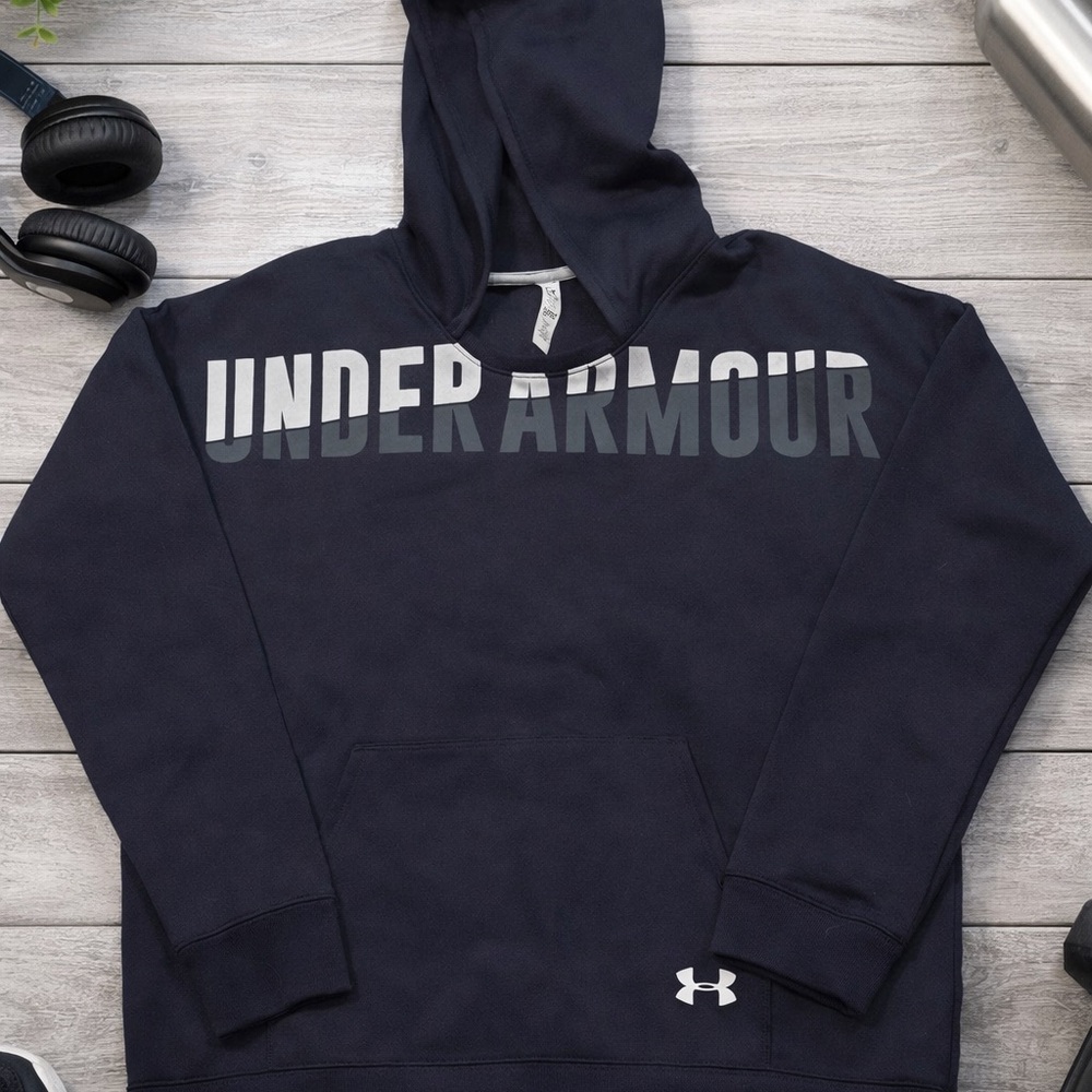 NWT Under Armour Boys Navy‎ Hoodie with Gray Logo